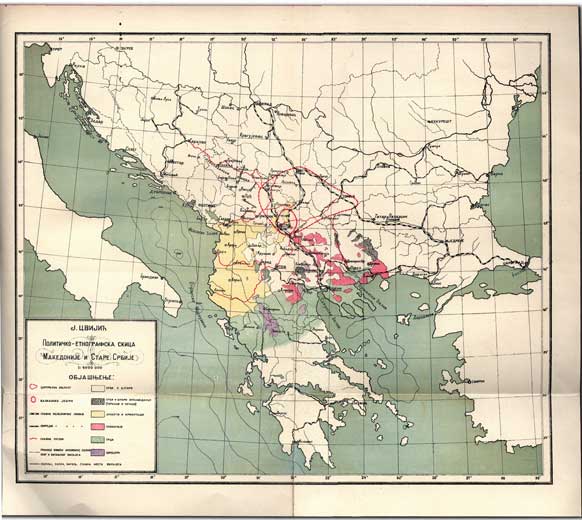 J. Cvijić, Ethnographic map of Macedonia and Old Serbia